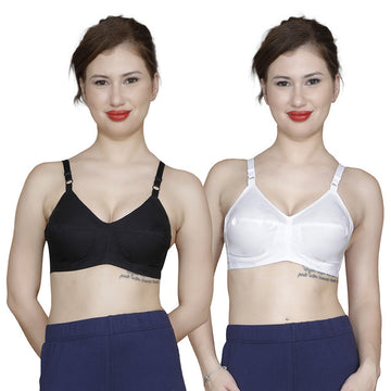 T.T. Women Popylene Coton Bra Pack Of 2 Black-White