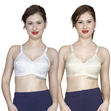 T.T. Women Popylene Coton Bra Pack Of 2 Skin-White