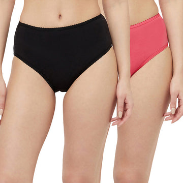 T.T. Women Desire Solid Cotton Spandex Panty Pack Of 2 Black::Pink
