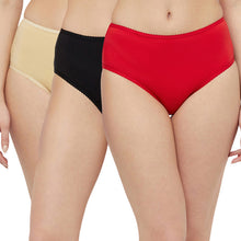 T.T. Women Desire Solid Cotton Spandex Panty Pack Of 3 Black::Skin::Red