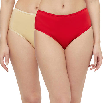 T.T. Women Desire Solid Cotton Spandex Panty Pack Of 2 Skin::Red
