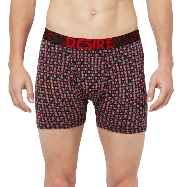 T.T. Mens Desire Printed Long Top Elastic TrunkPack Of 2 Navy::Maroon