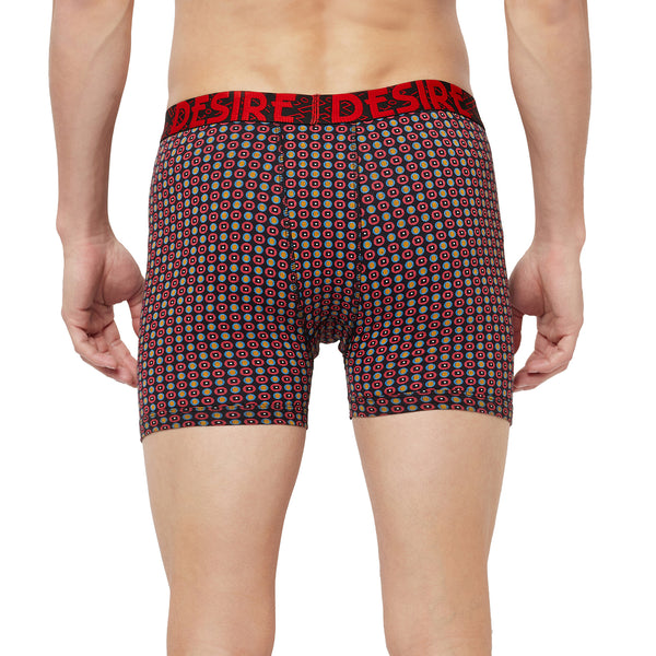 T.T. Mens Desire Printed Long Top Elastic TrunkPack Of 2 Navy::Maroon