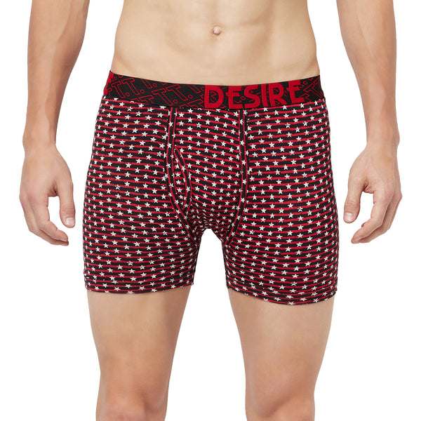 T.T. Mens Desire Printed Long Top Elastic TrunkPack Of 2 Anthra::Red
