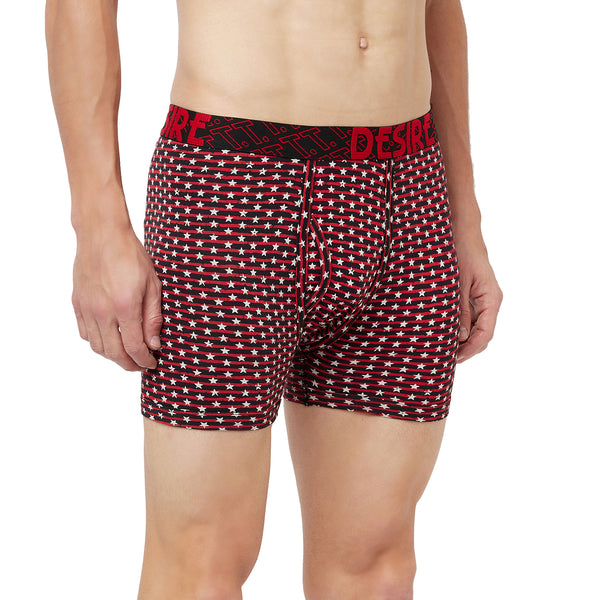 T.T. Mens Desire Printed Long Top Elastic TrunkPack Of 2 Anthra::Red