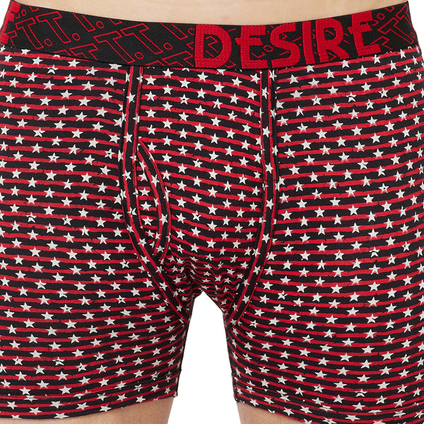 T.T. Mens Desire Printed Long Top Elastic TrunkPack Of 2 Anthra::Red