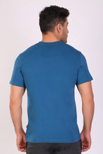 HiFlyers Men Slim Fit Solid Premium Rn Tshirts Deep Atlantic