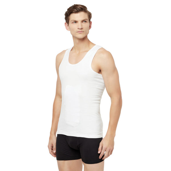 T.T. Men Interlock Sleeveless Vest With Pocket Pack Of 3 White