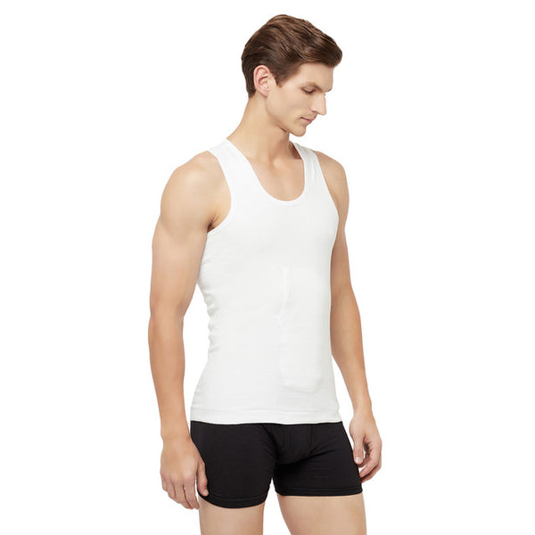 T.T. Men Interlock Sleeveless Vest With Pocket Pack Of 3 White