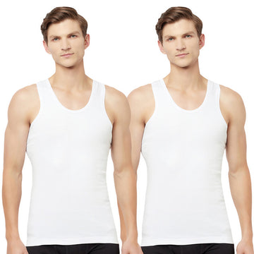 T.T. Men Interlock Vest Sleeveless Pack Of 2 White