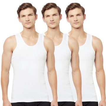 T.T. Men Interlock Vest Sleeveless Pack Of 3 White