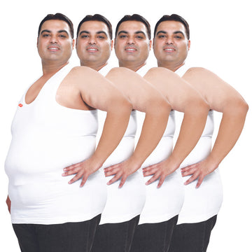 T.T. Mens Plus Size White Vest Pack Of 4