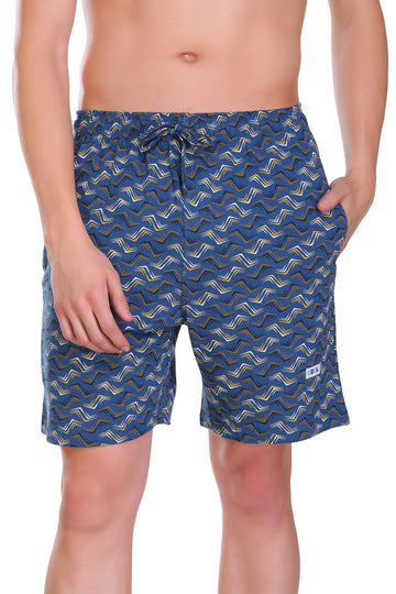 T.T. Men Printed Bermuda Shorts Airforce Blue