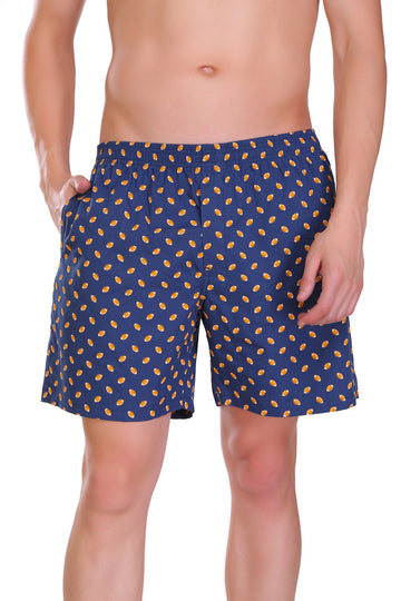 Hiflyers Men Printed Cotton Boxer Short Blue