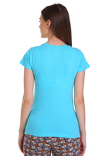 TT Women Slim fit ROUND NECK Printed Tshirt AQUA
