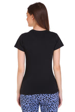 TT Women Slim fit ROUND NECK Printed Tshirt BLACK