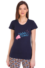 T.T. Women Slim Fit Printed Round Neck T-Shirt Baby Pink::Navy::Trqs