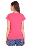 T.T. Women Slim Fit Printed Round Neck T-Shirt Aqua::Pink::Skin