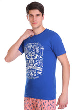 T.T. Men Slim fit Printed Round Neck T-Shirt ROYAL BLUE