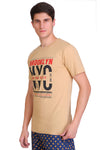T.T. Men Slim Fit Printed Round Neck T-Shirt Maroon::Skin::Navy