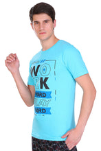 T.T. Men Slim fit Printed Round Neck T-Shirt SKY BLUE