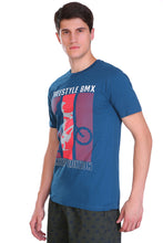 T.T. Men Slim fit Printed Round Neck T-Shirt TEAL BLUE