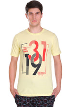 T.T. Men Slim fit Printed Round Neck T-Shirt YELLOW