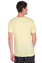 T.T. Men Slim fit Printed Round Neck T-Shirt YELLOW