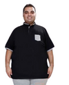 Plus Size Men Van Collar Black T-Shirts