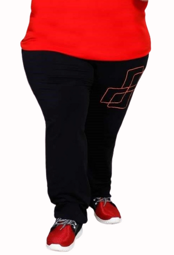 T.T. Mens Plus Size Solid Black Trackpant