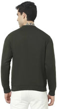 Hiflyers Mens Olive Slim Fit Solid Cotton Fleece Sweatshirt